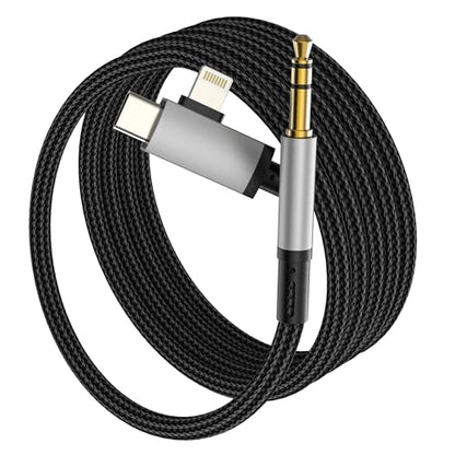 Aux to USB C Lightning Adapter for iPhone 17 16 15 14 13 Pro Max (1M) Headphone Cable Jack 3.5mm Audio Car Dongle Auxillary Headset Music for iPod for Ipad for Apple Compatible with Samsung S24 S23