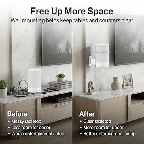 2 Pack Adjustable Speaker Wall Mount for Sonos Move and Sonos Move 2, Wall Mounted Bracket, Adjustable Tilt and Swivel, Space Saving Speaker Holder, White - color: White, size: 2 Pack