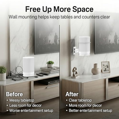 2 Pack Adjustable Speaker Wall Mount for Sonos Move and Sonos Move 2, Wall Mounted Bracket, Adjustable Tilt and Swivel, Space Saving Speaker Holder, White - color: White, size: 2 Pack