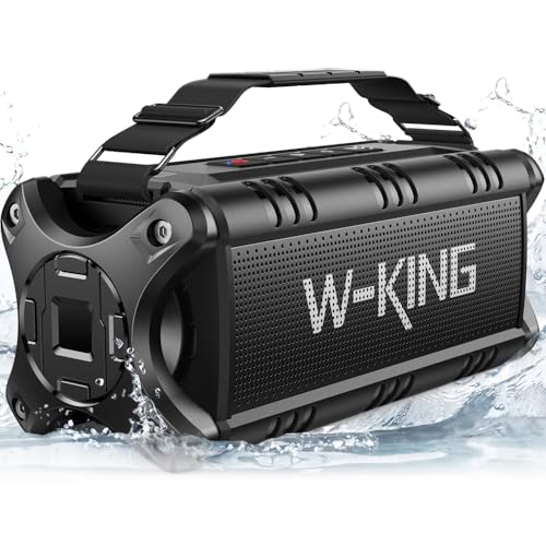 W-KING Bluetooth Speaker, 90W Max Loud IPX6 Waterproof Portable Speaker, 50W Deep Bass/Subwoofer *2/40H/EQ/TF/AUX, 105dB Large Boombox Outdoor Speakers Bluetooth Wireless for Party/Camping/Jobsite - color: ALL-BLACK