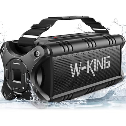 W-KING Bluetooth Speaker, 90W Max Loud IPX6 Waterproof Portable Speaker, 50W Deep Bass/Subwoofer *2/40H/EQ/TF/AUX, 105dB Large Boombox Outdoor Speakers Bluetooth Wireless for Party/Camping/Jobsite - color: ALL-BLACK