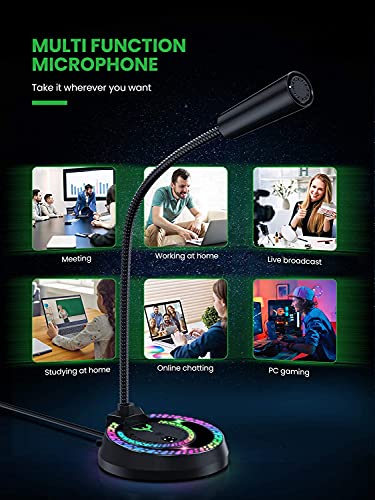 Blade Hawks Computer Microphone USB, PC Microphone with Mute Button, Plug and Play RGB Gaming Microphone, Compatible with PC, Laptop, Mac, Desktop Microphone for Youtube, Skype,Recording