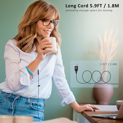 USB-A Wired Single Earbud (Right) with Boom Mic for Call & Conference | USB Wired Headphone with Bendable Boom Mic for Laptop and Desktop, Ideal for Conference, Calling, Working & Gaming, 5.9 ft