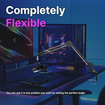 Microphone Boom Arm Stand, Heavy Duty Adjustable Mic Stand with Cable Ties, Desk Mount Arm Stand for Gaming Streaming Podcasting. - color: MI06 MEDIUM