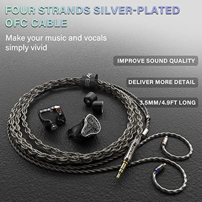 BASN Bmaster5 in Ear Monitor Headphone,1DD+4BA 5 Driver Musician IEM Earbud | 10mm DLC Diaphragm, Pentaconn Connector OFC Cable, Aluminum Case, Noise Isolation IEM for Drummer Audiophile (Midnight Black) - color: Midnight Black