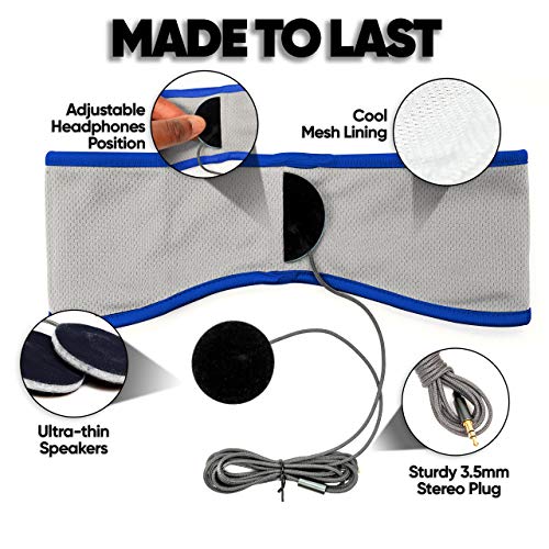 CozyPhones Sleep Headphones - Over Ear Headphones from Ultra Thin Cool Mesh Wired for Side Sleepers, Meditation, Running, Laptop, and Phone - Blue | Ultra Thin Cool Mesh Wired for Side Sleepers, Meditation, Running, Laptop, and Phone - color: Blue