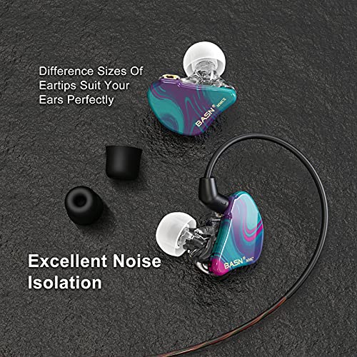 BASN MMCX in Ear Monitor,Triple Driver Musician IEM Headphone,Purple Aurora - color: Purple Aurora
