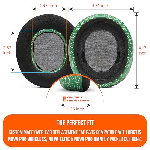 WC Freeze Nova Pro Wireless - Earpads for Arctis Nova Pro Wireless & More | Made by Wicked Cushions | Also fits SteelSeries Nova Elite & Nova Pro Omni(Doesn't Fit Other Models) | Emerald Tide - color: Emerald Tide