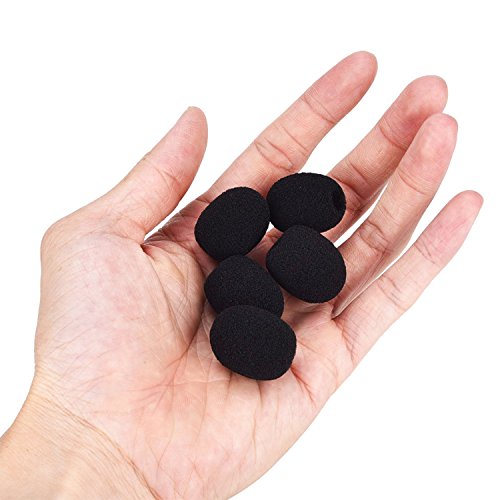 Eboot 5 Pack Mini Lapel Headset Microphone Windscreen Foam Cover, Black | Mic Muffler Pop Filter, Lapel Mic Foam Cover, Small Mic Windscreen,Fits Most Headset Mic Heads, Reduces Wind Noise
