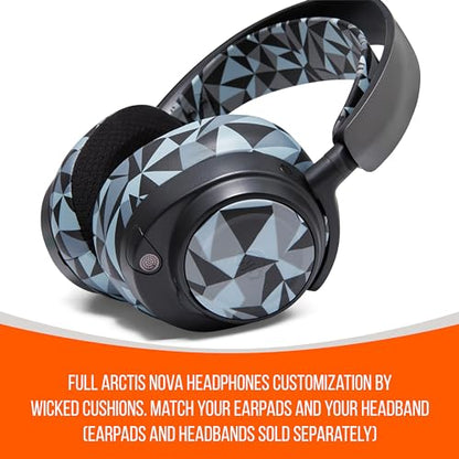 WC Side Plates for Arctis Nova Pro Wireless, Pro Wired & Nova Elite | Made by Wicked Cushions | Also fits Nova Pro Omni, 7, 7X & 7P | Geo Grey - color: Geo Grey