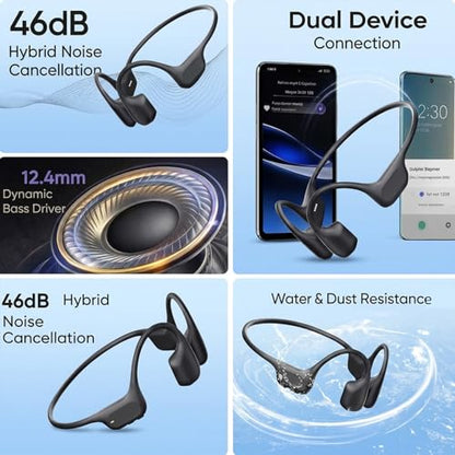 Bone Conduction Headphones, Open Ear Sports Headphones with MP3 Player | Hybrid Air & Bone Conduction Audio, IP68 waterproof, 32GB Bluetooth 6.0, 25g lightweight design for running cycling workouts