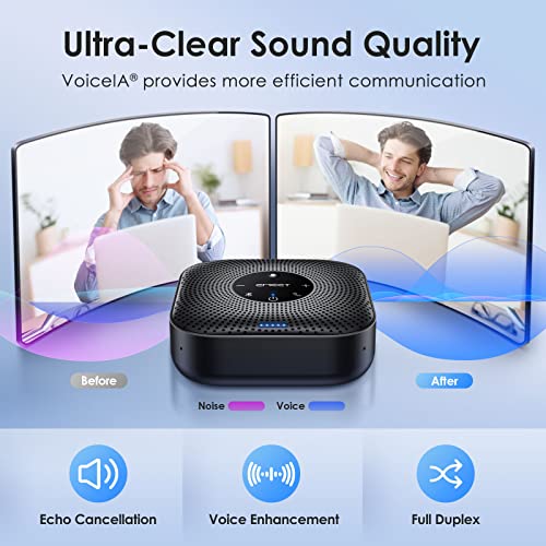 EMEET M0 Plus Conference Speaker and Microphone, 4 Mics 360° Voice Pickup | Noise Reduction, USB C&C-to-A Adapter, Bluetooth Speakerphone for 8 People w/Daisy Chain for 16, Works with Leading Software - size: Advanced M0 PLUS for 8 People
