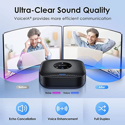 EMEET M0 Plus Conference Speaker and Microphone, 4 Mics 360° Voice Pickup | Noise Reduction, USB C&C-to-A Adapter, Bluetooth Speakerphone for 8 People w/Daisy Chain for 16, Works with Leading Software - size: Advanced M0 PLUS for 8 People