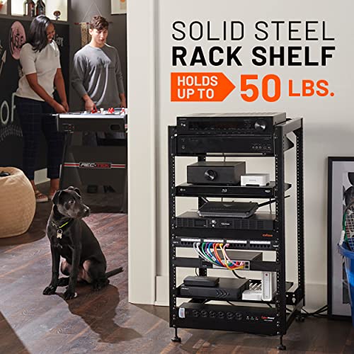 ECHOGEAR 2U Rack Shelf - Universal Design Works with Any Rack - Holds 50bs of Servers, Network Gear, or AV Equipment - 12" Deep Steel Shelf with Ventilated Design - Install Hardware Included - size: 2U Rack Shelf