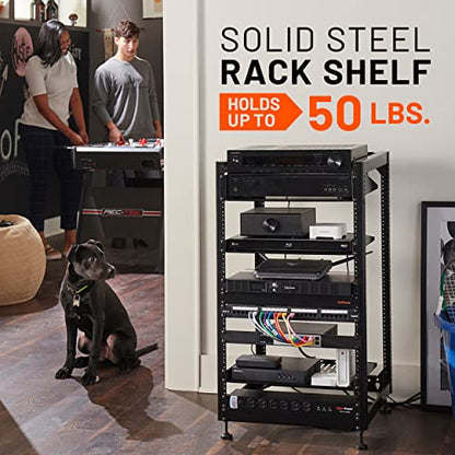 ECHOGEAR 2U Rack Shelf - Universal Design Works with Any Rack - Holds 50bs of Servers, Network Gear, or AV Equipment - 12" Deep Steel Shelf with Ventilated Design - Install Hardware Included - size: 2U Rack Shelf