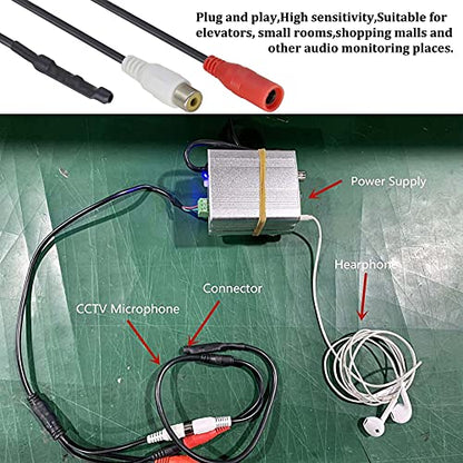 CCTV Microphone to RCA+DC5521 Audio Cable - color: 2plug-Mic