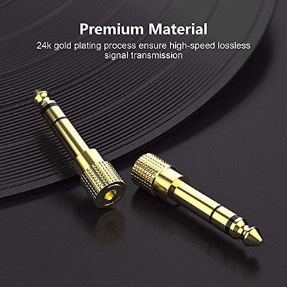 WISYIFIL 6.35mm (1/4 inch) Male to 3.5mm (1/8 inch) Female Stereo Audio Headphone TRS Jack Cable Converter,Gold Plated Copper 2 Pack