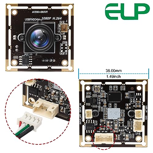 ELP H.264 1080P USB Camera Module with Microphone 2.8mm Wide Angle Webcam | FHD PC Camera for Computer & Laptop, UVC USB2.0 Lightburn Camera for Laser, Home Security, Embedded Machine Vision, Robotics - size: 2.8mm lens