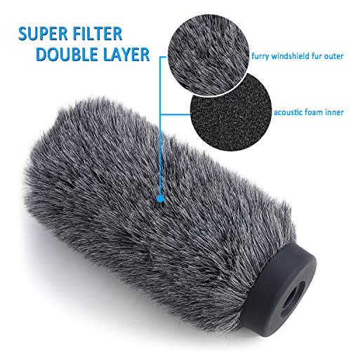 NTG3 Microphone Windscreen - Deadcat/Windmuff for Rode NTG-3, Sennheiser MKH416 Shotgun Mic, Wind Shield Up to 7.1" Long by YOUSHARES - color: 02_Gray