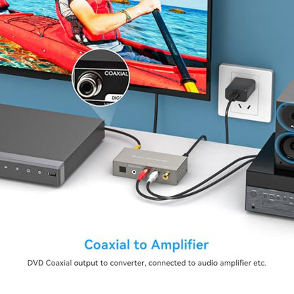 HDMI ARC to RCA Audio Converter 3 in 1 Digital to Analog Audio Converter with Optical Coaxial ARC Input Toslink Coaxial RCA AUX Output Support Dolby DTS LPCM for TV Soundbar Home Theater
