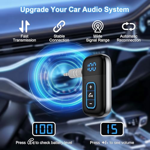 3.5mm Aux Bluetooth Car Adapter, Wireless Audio Receiver for Car/Speaker