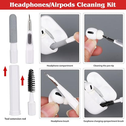 20-in-1 Phone Cleaning Kit,Computer Keyboard Brush Cleaner, Screen Electronic Cleaner Kit for Laptop, AirPods, MacBook, Cell Phone, IPad, Car, Lego, Device, Earbuds, Camera Lens - color: White orange