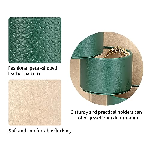 VLANDO Travel Jewelry Organizer, 3 Tier Roll Up Design, Hard Shell Storage | Stepped Sections Compartments Keep Jewelry Visible, Soft Lining Protect Pieces, Snap Closure, Travel Gift for Women Girl - color: Green