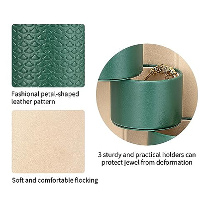 VLANDO Travel Jewelry Organizer, 3 Tier Roll Up Design, Hard Shell Storage | Stepped Sections Compartments Keep Jewelry Visible, Soft Lining Protect Pieces, Snap Closure, Travel Gift for Women Girl - color: Green