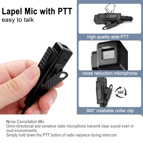 APX 6000 Earpiece Surveillance Air Acoustic Tube Headset with PTT Mic Compatible with Motorola APX 7000 8000 XPR 6350 6550 7550e 7350e Two Way Radio - size: 8268-04P