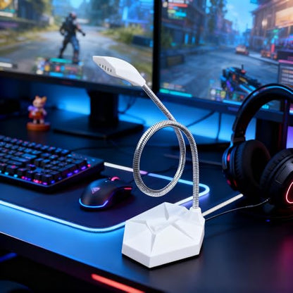 3.5 mm Jack Computer Microphone, Plug &Play Desktop Omnidirectional Condenser PC Laptop Mic, Ideal for Recording, Gaming, Streaming, Podcast Microphone, White