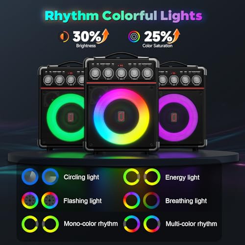 Karaoke Machine for Adults with Bass/Treble/Echo Adjustment, 100W PA System - color: Black
