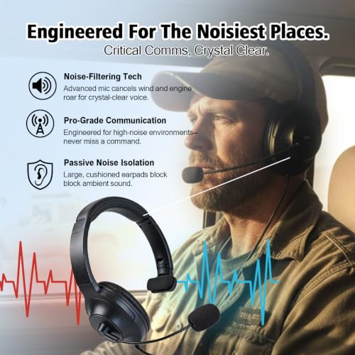 Over The Ear Headset Single Ear Headphone with PTT Mic Earpiece for Motorola APX900 APX1000 APX4000 APX6000 APX7000 APX8000 XPR6100 XPR6350 XPR6550 XPR7350e XPR7550 XPR7550e XPR7580 Radios