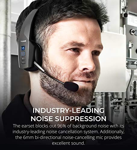 BlueParrott B350-XT BPB-35020 Noise Canceling Bluetooth Headset with 300-FT Wireless Range for iOS and Android Bundle with Blucoil Headphones Carrying Case, and Replacement Ear Pads