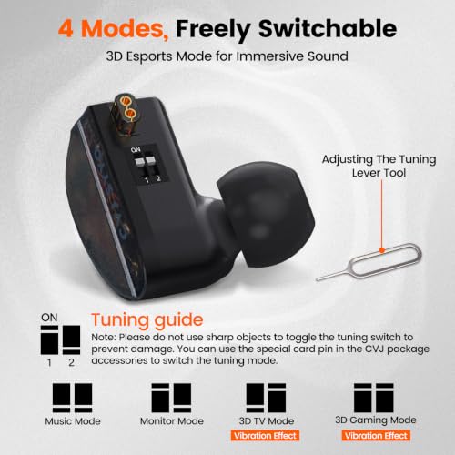 2DD+1BA HiFi IEM with 3.5mm+USB C,Wired Gaming Earbuds,in Ear Monitor Headphones,Noise Isolating,Deep Bass/Rich Mids/Clear Highs Earphone for Apple iPhone/IPad/Mac/PC/Laptop/Xbox/PS5/Switch(No Mic) - color: Light Black