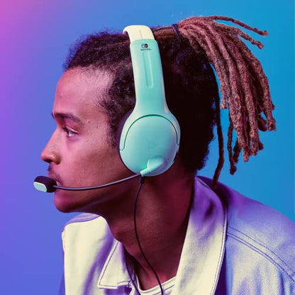 PDP Gaming LVL40 Stereo Headset with Mic for Nintendo Switch/Switch Lite/OLED - Wired Power Noise Cancelling Microphone, Lightweight, Soft Comfort On Ear Headphones (Animal Crossing Blue & Green)