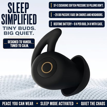 Sleep Earbuds Ultra-Thin Invisible Headphones for Side Sleepers, 8-Hour Battery(24h w/Case) No Buttons, No Lights, No Alerts, Noise Blocking, Bluetooth, Gift for Him & Her, Mom & Dad - 2nd Gen