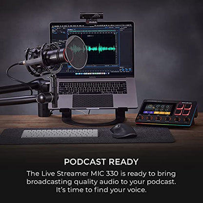 AVerMedia Live Streamer MIC 330 - Creators Cardioid Dynamic XLR Microphone for Live Streaming and Podcasting (AM330) ,Black