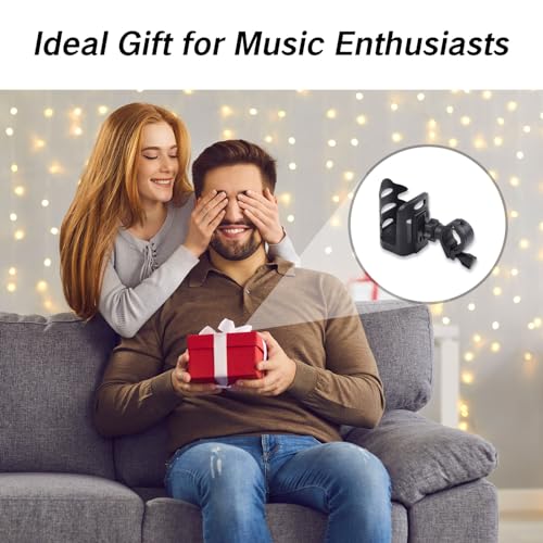 BRBASAP Stand Cup Holder Clamp Attachment Microphone Stand Adjustable Water Bottle Drink Caddy Mount for Music Handle Bar Pole or Gaming Chair Motorcycle Desk with Clip and Luggage Attachment, balck