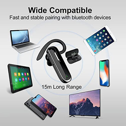 Bluetooth Earpiece V5.1, Wireless Hands-Free Headset with Charging Case, Built-in Microphone for iPhone Android Business Calls - color: Brown, style: Bluetooth headset with charging case