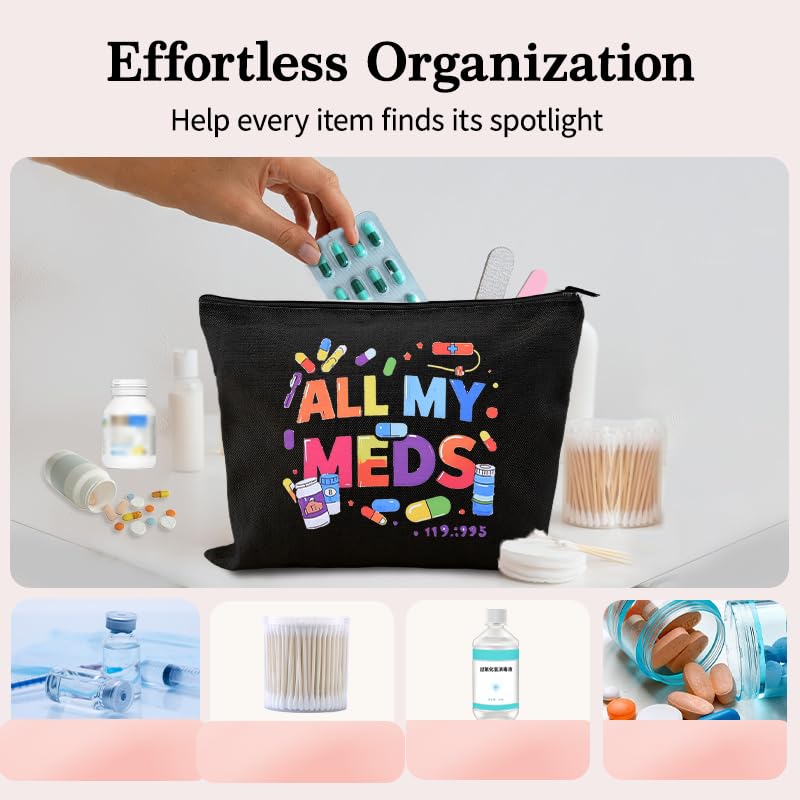 Zippered Pouch for Medical Supplies Daily Medicine Bag for Nurse Bag Essential Items Funny Medicine Pouch Pharmacist Pharmacy Toiletry Bags Canvas Practitioner Cosmetic Bags Patient Doctor Gift Ideas - color: Funny Medicine Pouch
