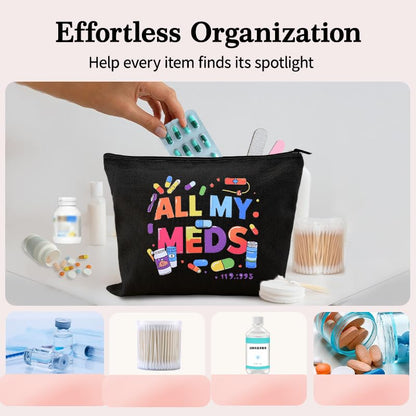 Zippered Pouch for Medical Supplies Daily Medicine Bag for Nurse Bag Essential Items Funny Medicine Pouch Pharmacist Pharmacy Toiletry Bags Canvas Practitioner Cosmetic Bags Patient Doctor Gift Ideas - color: Funny Medicine Pouch