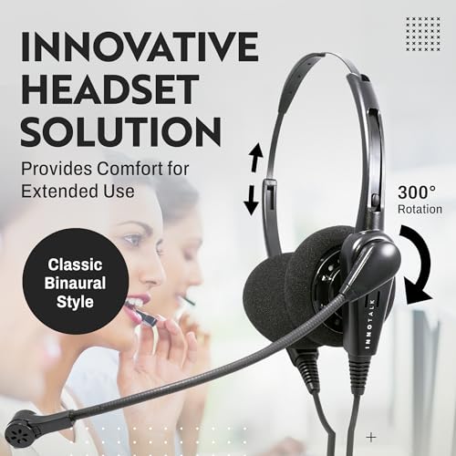 INNOTALK Avaya Phone Headset Compatible with Avaya 4621 4622 4624 4625 4630 5410 5420 5610 with Quick Disconnect Cord Compatible with Plantronics QD, Noise Cancel Desk Phone Binaural Headset - size: Classic Binaural