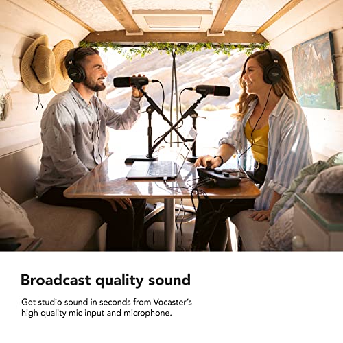 Focusrite Vocaster Two Studio — Podcasting Interface for Recording Host & Guest, with Professional Quality Vocaster DM14v Dynamic Microphone & HP60v Headphones. 2 Mic Inputs & Headphone Outputs | Podcasting Interface for Recording Host & Guest, with Vocas