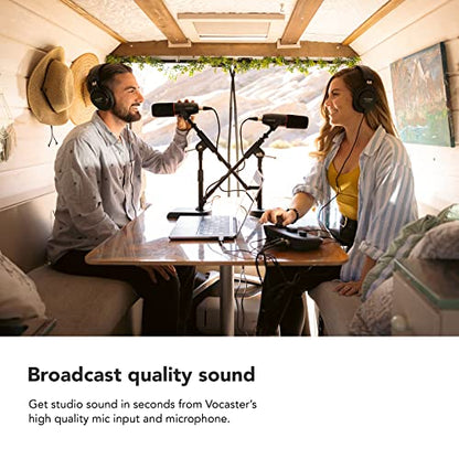 Focusrite Vocaster Two Studio — Podcasting Interface for Recording Host & Guest, with Professional Quality Vocaster DM14v Dynamic Microphone & HP60v Headphones. 2 Mic Inputs & Headphone Outputs | Podcasting Interface for Recording Host & Guest, with Vocas