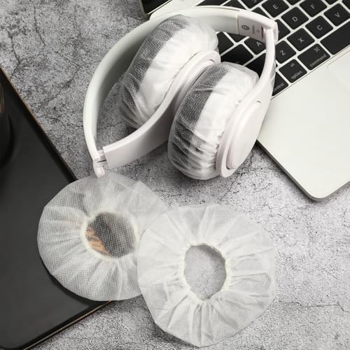 BBTO 100 Pcs Disposable Over Ear Headphone Covers Stretch,11 Cm,White - color: White, size: 11 cm