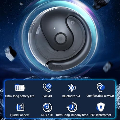 Wireless Earbuds Open Ear Buds OWS Bluetooth Headphones | Outside Ear Wireless Hanging Headset, IPX5 Waterproof, With Mic, Bone Air Conduction, For Sports/Workout/Running