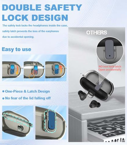 [Upgrade Secure Lock] for Beats Solo Buds 2024 Case Cover with Cleaner Kit, AGENTNANO Clear TPU Shockproof Protective Cover Compatible with Beats Solo Buds Charging Case with Carabiner-Clear Grey - color: Clear Grey