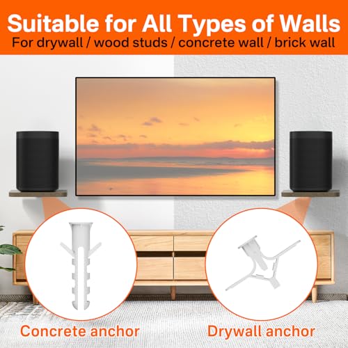 Pairs of Speaker Wall Mount for Sonos Speaker Mounts - Adjustable Floating Wall Shelves for Sonos One(Gen 2), One SL,Play:1, Roam 2, Era 100 and More Small Speakers Mounting Shelf