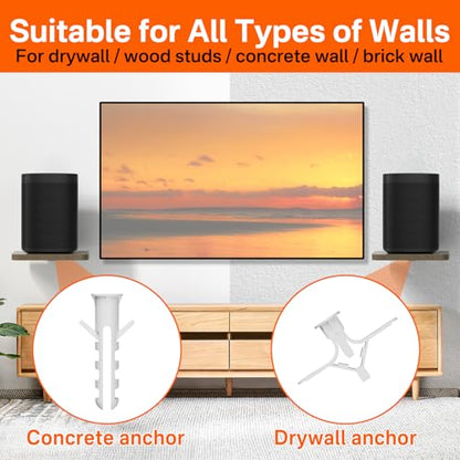 Pairs of Speaker Wall Mount for Sonos Speaker Mounts - Adjustable Floating Wall Shelves for Sonos One(Gen 2), One SL,Play:1, Roam 2, Era 100 and More Small Speakers Mounting Shelf