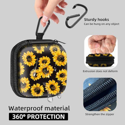 Square Data Cable Earbud Charger Coin Storage Bag Shockproof and Drop-Proof EVA Material Compatible with AirPod(Chrysanthemum) - color: chrysanthemum